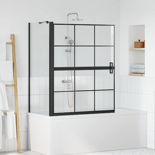 vidaXL Bathtub Cabin with Foldable Door 100x68x129.5cm Clear Glass Black