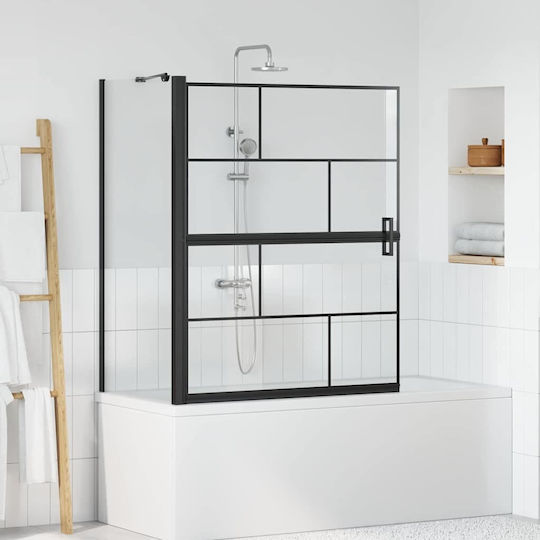vidaXL Cabinet Cada De Baie Cu Ușă Pliabilă 100x68x129.5cm Sticlă Transparentă Neagră