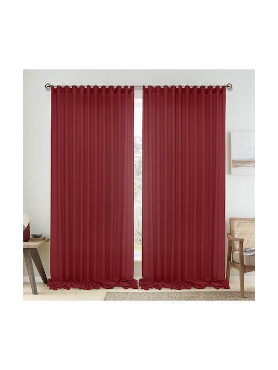 Lino Home Curtain with Pencil Pleat 1010 Red 29...