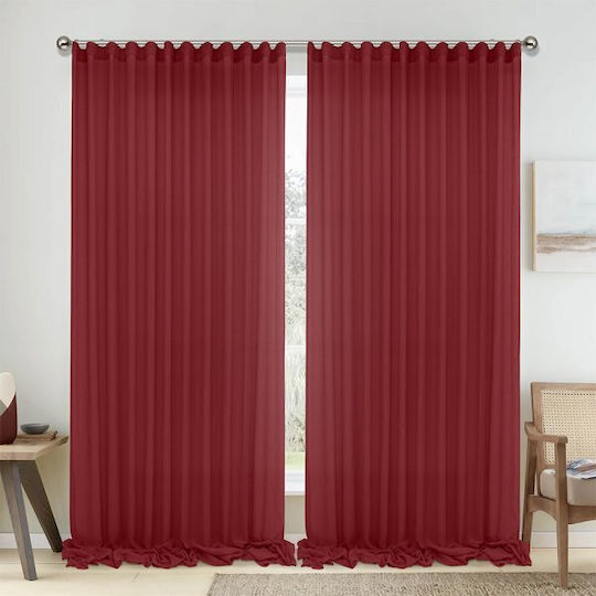 Lino Home Κουρτίνα με Τρέσα 1010 Κόκκινη 295x300εκ.