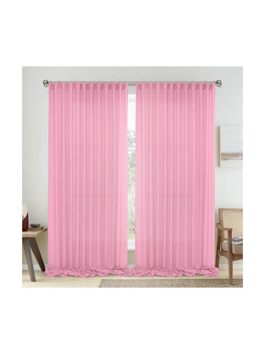 Lino Home Curtain with Pencil Pleat 1010 Pink 2...