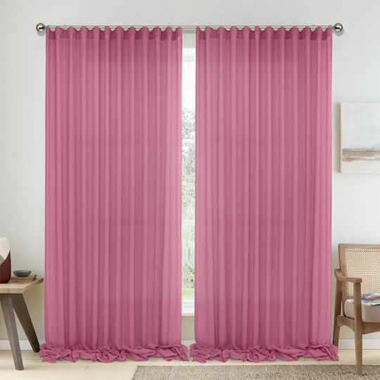 Lino Home Κουρτίνα με Τρέσα 1010 Φούξια 295x300εκ.