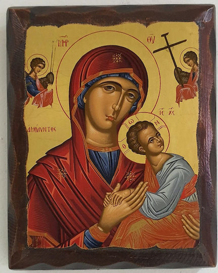 Holy Mary Immaculate Vintage Pinewood Icon Canvas Gold Leaf Dimensions 20 x 16 cm