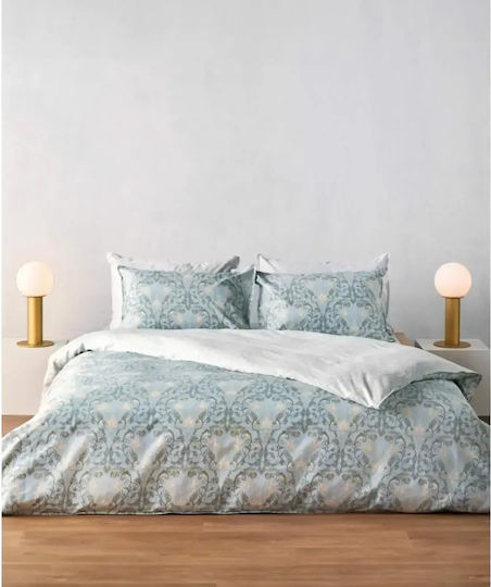 Kentia Duvet Cover Set Cotton Queen with 2 Pillowcases 220x240 Cressida Light Blue