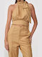 Damen Bluse Satin Mustard
