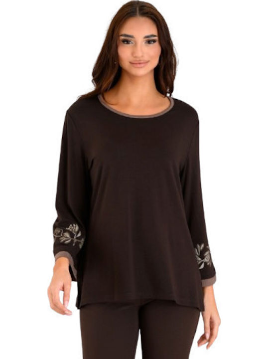Derpouli Women's Blouse Brown
