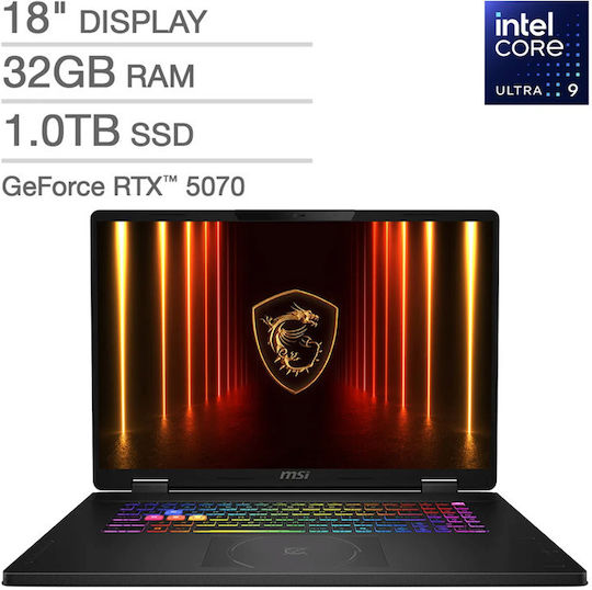 MSI Crosshair 16 HX AI A2XWGKG 16" IPS QHD+ 240Hz (Ultra 9-275HX/32GB/1TB SSD/GeForce RTX 5070/W11 Home) (US Keyboard)