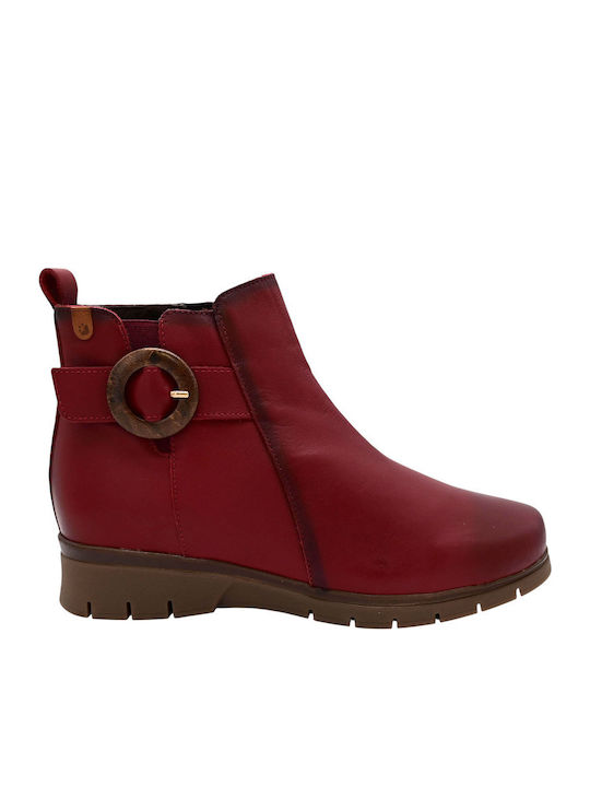 Leather Women's Ankle Boots Burgundy