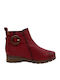 Leather Women's Ankle Boots Burgundy
