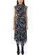Summer Midi Evening Dress with Tulle and Mesh Black