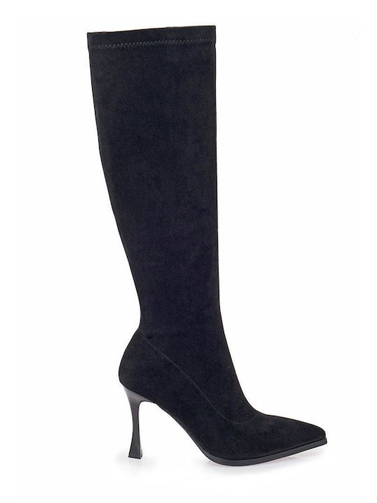 Suede High Heel Women's Boots Black