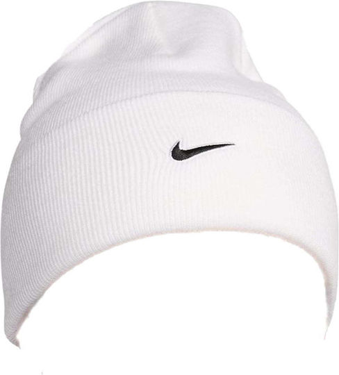 Swoosh Beanie Unisex Σκούφος Πλεκτός σε Λευκό χρώμα