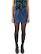 Leather Mini Skirt Blue