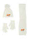 Kids Beanie Set with Scarf & Gloves Knitted Beige