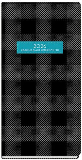 Weekly Pocket Diary 2026 Hb Plaid 8x16 Cm Black 833208_b