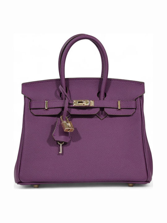 Leder Damen Tote Tasche Lila