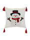 General Trade Christmas Decorative Pillow Square White 40x40cm Snowman
