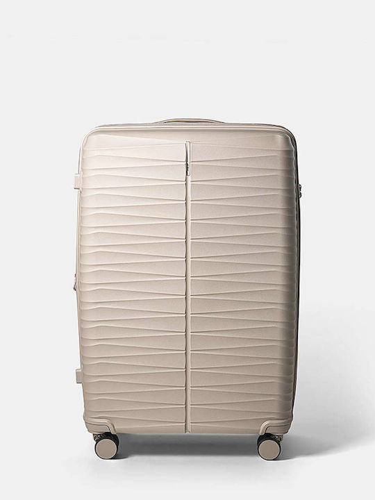 Paulter Large Beige Travel Suitcase With 4 Wheels Height 76cm