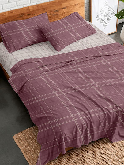 Sunshine Flannel 2066 Σετ Σεντόνια Υπέρδιπλα 230x260εκ. Bordeaux (4τμχ)