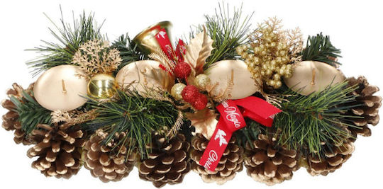 Christmas Candle Base Pinecone 33x0x9.5cm Monochrome Gtr
