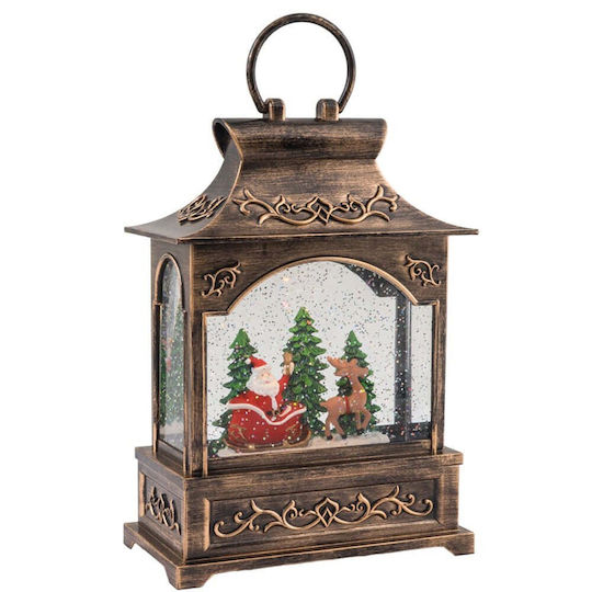 Weihnachts Schneekugel Dekorative Schneekugel Licht & Musik Ampel 26155 16,6x8,8x25cm Mehrfarbig