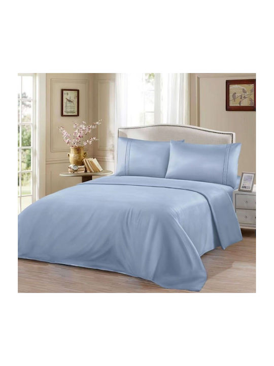 Lucktora Σετ Σεντόνια Υπέρδιπλα 220x240εκ. Baby Blue (4τμχ)