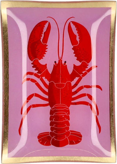 Teller Untiefe Rechteckig Glas Rosa 10cm