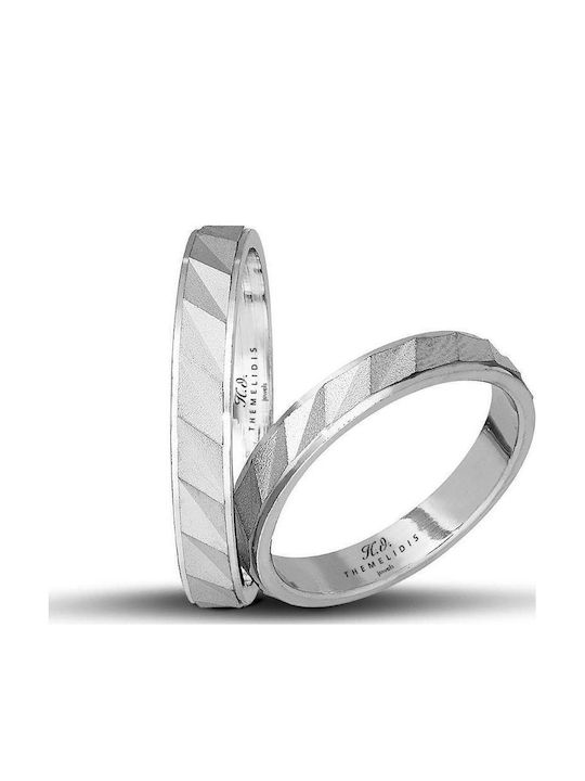 Modern White Gold Wedding Rings 3.6 Mm Matte Lustrous Details Wr177 18K