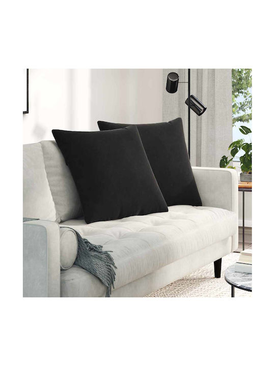 vidaXL Μαξιλάρι Καναπέ από Βελούδο Μαύρο 60x60εκ.