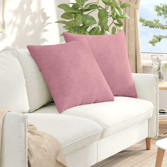 vidaXL Velvet Pink Sofa Cushion 60x60cm