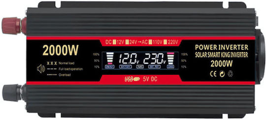 Taggo Invertor Auto Modificat Sine Wave 2000W pentru Convertirea 12V DC în 220V AC