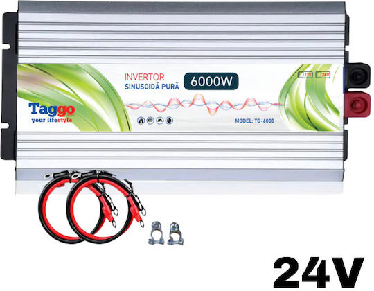 Taggo Invertor Auto Unda sinusoidală pură 6000W pentru Convertirea 24V DC în 220V AC