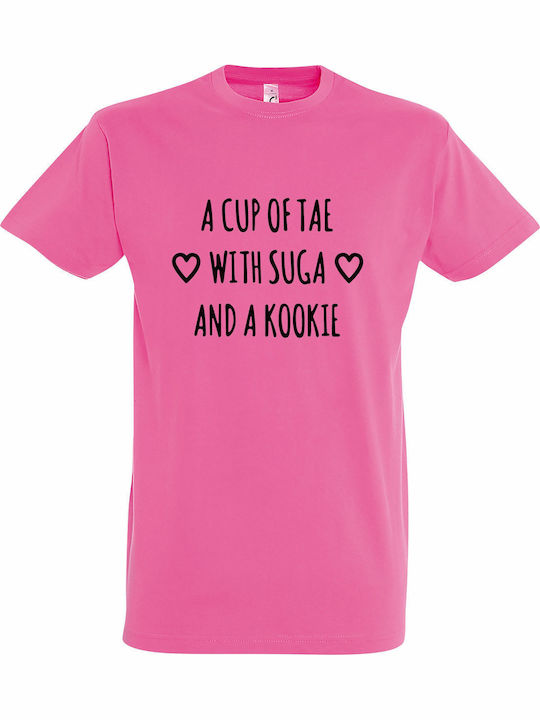 Детска тениска Pink Bts, A Cup Of Tae With Suga And A Kookie, Kpop