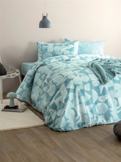 Palamaiki Duvet Cover Set Cotton Queen with 2 Pillowcases 240x250 Fashion Life Fl6288 Green