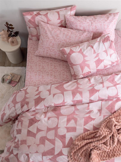 Palamaiki Duvet Cover Set Cotton Single with Pillowcase 170x250 Fashion Life Fl6289 Pink