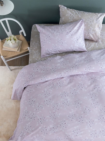 Palamaiki Fashion Life Fl6281 Cotton Duvet Cover Set 170x250cm Single with Pillowcase Pink