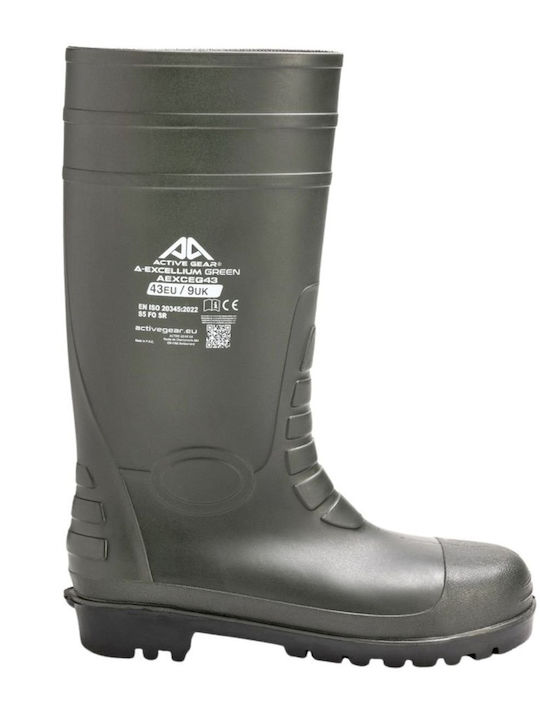 Active Gear Unisex Γαλότσες Εργασίας Γονάτου Πράσινες