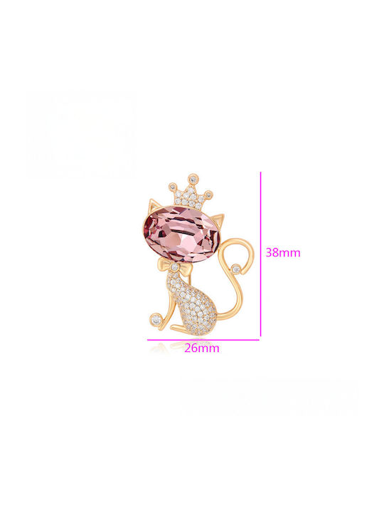 Chrysothemiss Γυναικεία Καρφίτσα Royal Cat Μωβ Κρύσταλλο & Ζιργκόν