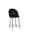 Stool Bar with Backrest Upholstered with Velvet Perch Black Shade 2pcs 50x43x99cm