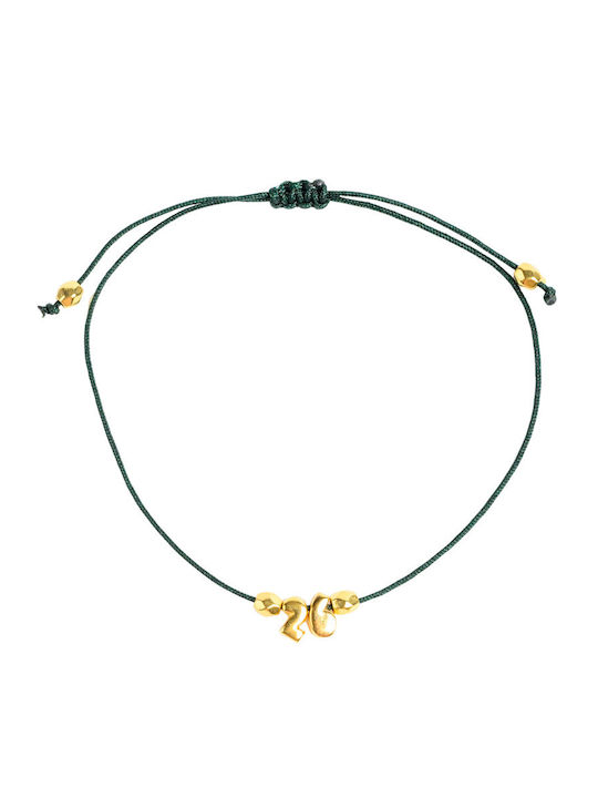 Handmade Kids Bracelet Talisman 2026 Green Zamac Gilded