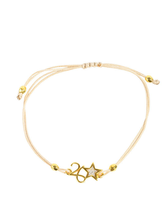Handmade Kids Bracelet Talisman 2026 Star Beige Zamac Gilded