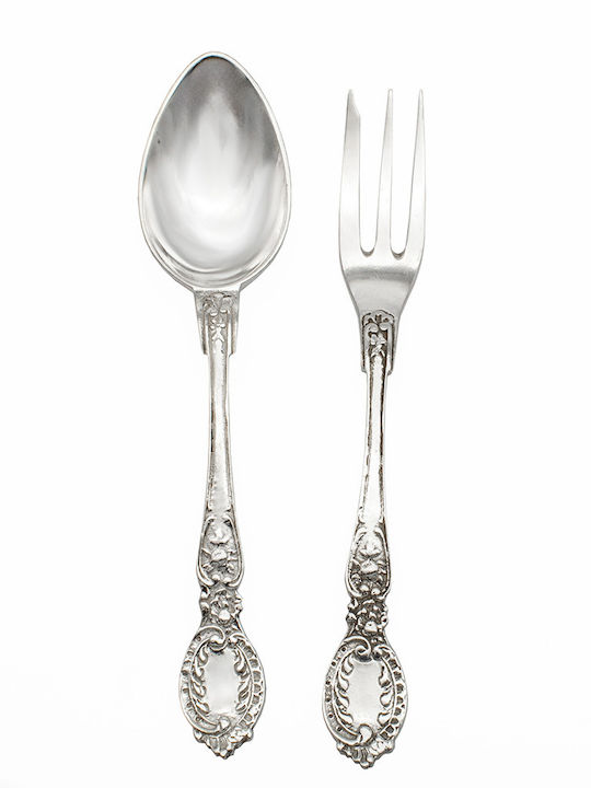 Savvas Design Σετ Κουτάλια Μεταλλικά Ασημί 14.5cm 2τμχ