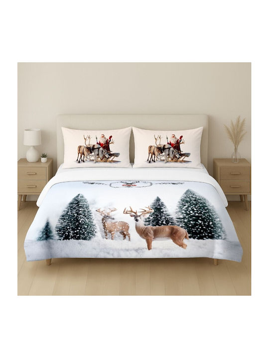 Lenjerii Deosebite Set Husă de Pilotă Bumbac Dublă cu 2 Fețe de Pernă & 1 Cearsaf 200x220 Deer