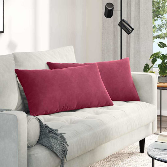vidaXL Μαξιλάρι Καναπέ από Βελούδο Κόκκινο 40x80εκ.