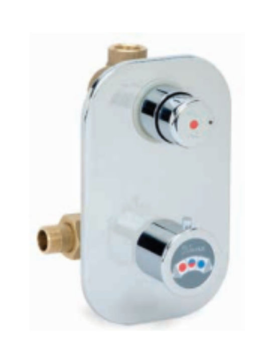 River Built-in Mixer & Supply Set for Shower Silver
