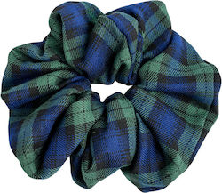 Χειροποίητο Καρό Μπλε Scrunchie Πολυεστέρα