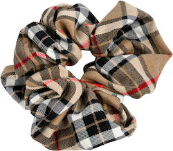 Χειροποίητο Καρό Μπεζ Scrunchie Πολυεστέρα