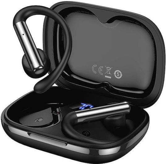 Hoco EW206 Earbud Bluetooth Handsfree Ακουστικά με Αντοχή στον Ιδρώτα και Θήκη Φόρτισης Μαύρα