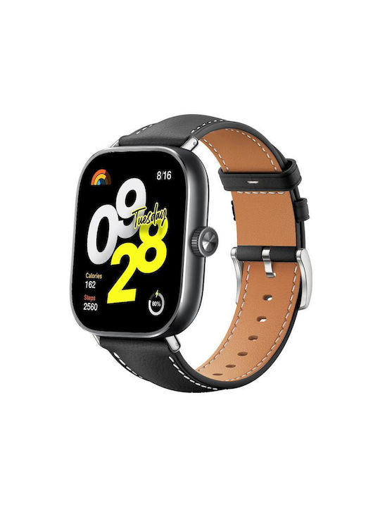 Δερμάτινο Λουράκι Shark Fine Grain Xiaomi Smart Band 9 Pro Redmi Watch 5 20mm Μαύρο