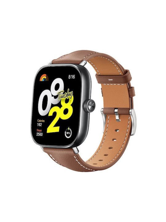 Leather Strap Shark Fine Grain Xiaomi Smart Band 9 Pro Redmi Watch 5 20mm Brown